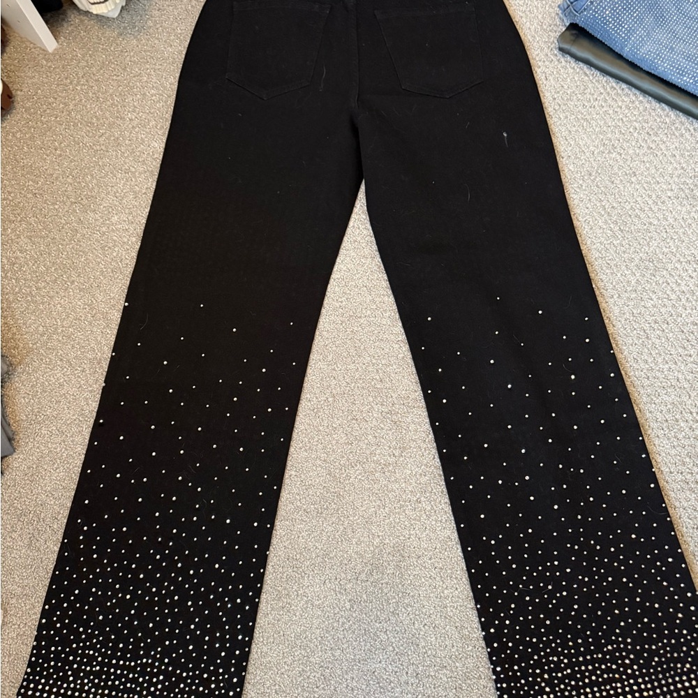 Black Rhinestone Embellished Women's Pants - Picture 5 of 6